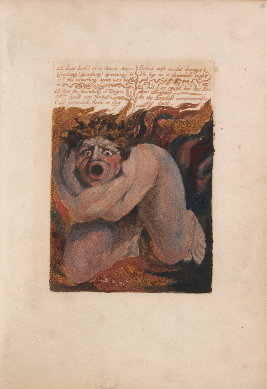 Pierwsza Księga Urizena, Tablica 10, 12- Los Howld w ponurym odrętwieniu.... (Bentley 7) autorstwa William Blake