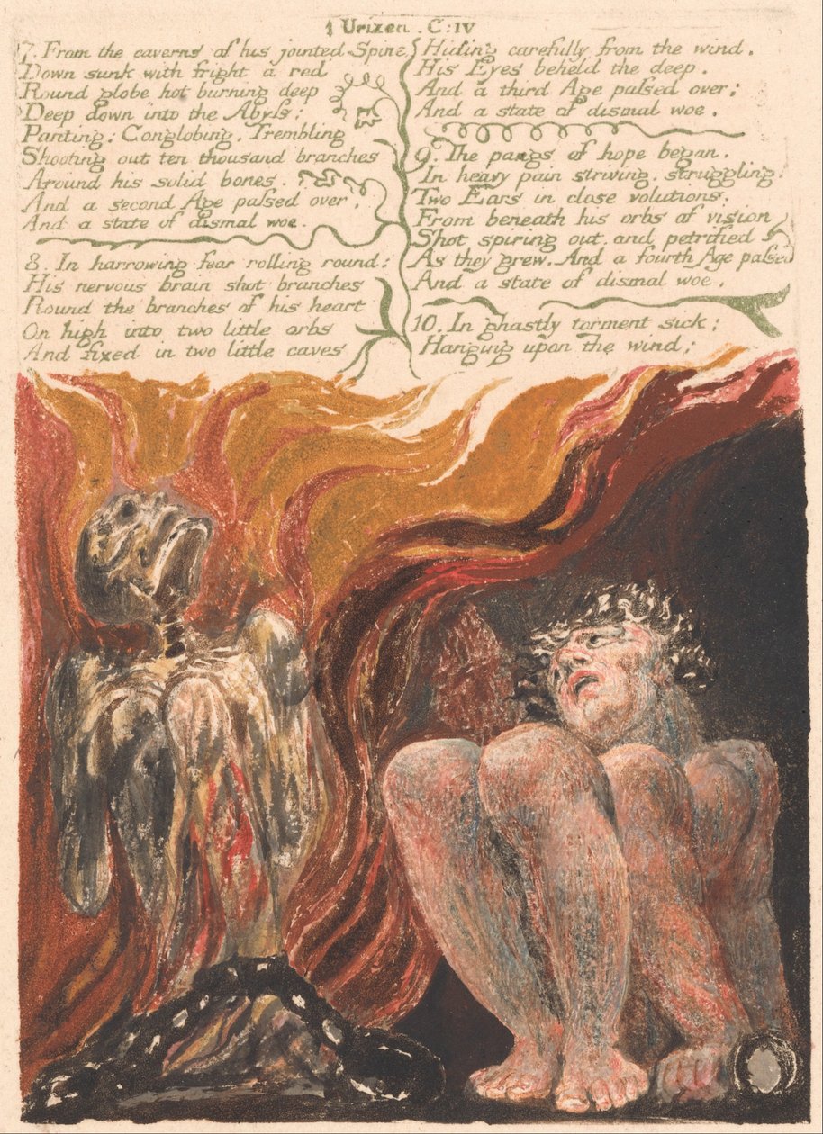 Pierwsza Księga Urizena, Tablica 10, 7. Z jaskiń jego kręgosłupa. . . . (Bentley 11) autorstwa William Blake