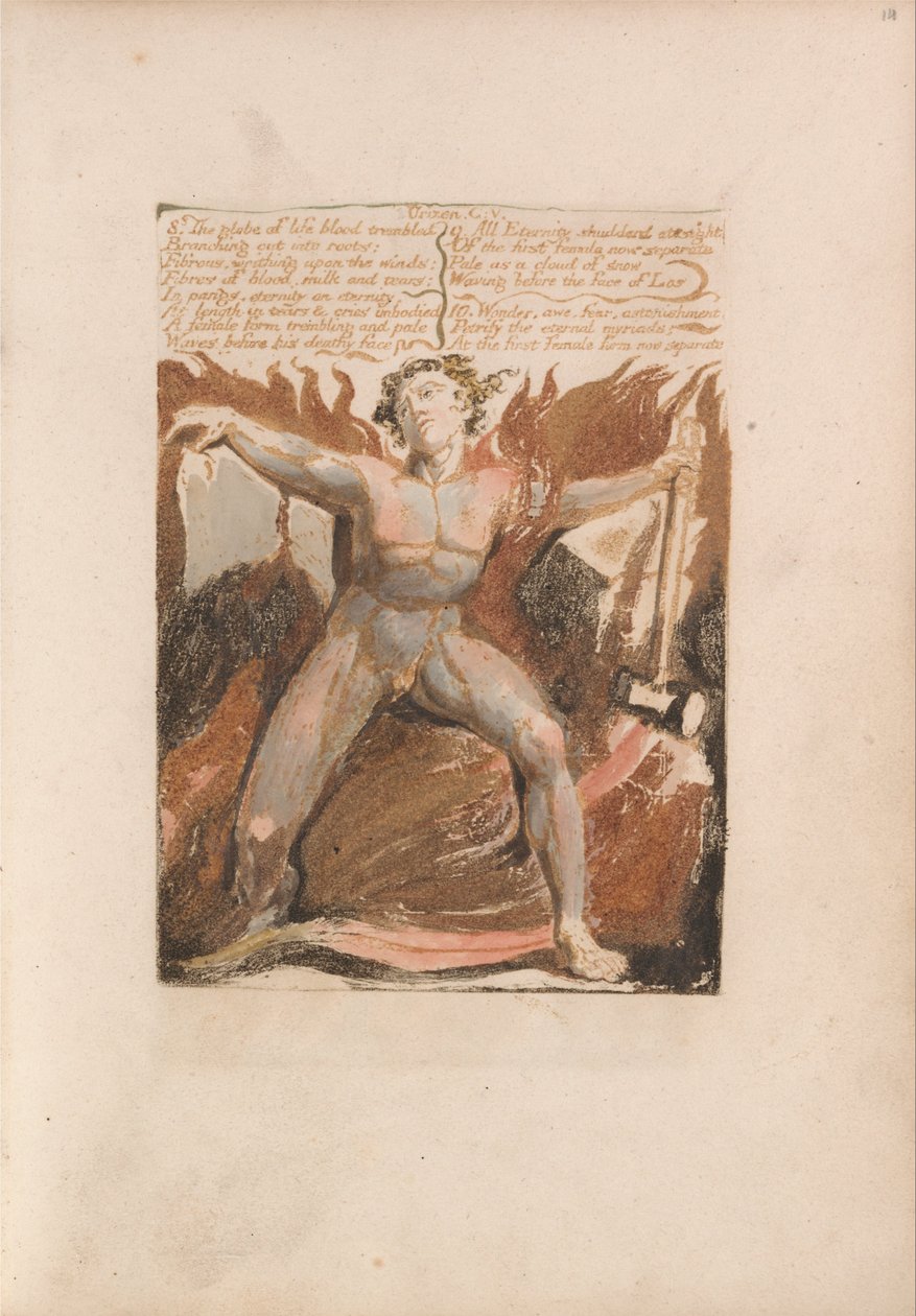 Pierwsza Księga Urizena, Tablica 17, 8. Kula Życia Krew Drżała... (Bentley 18) autorstwa William Blake