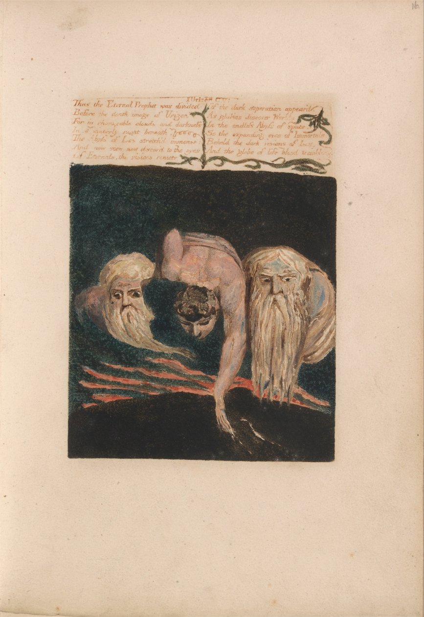Pierwsza Księga Urizena, tablica 20, W ten sposób został podzielony Wieczny Prorok... (Bentley 15) autorstwa William Blake