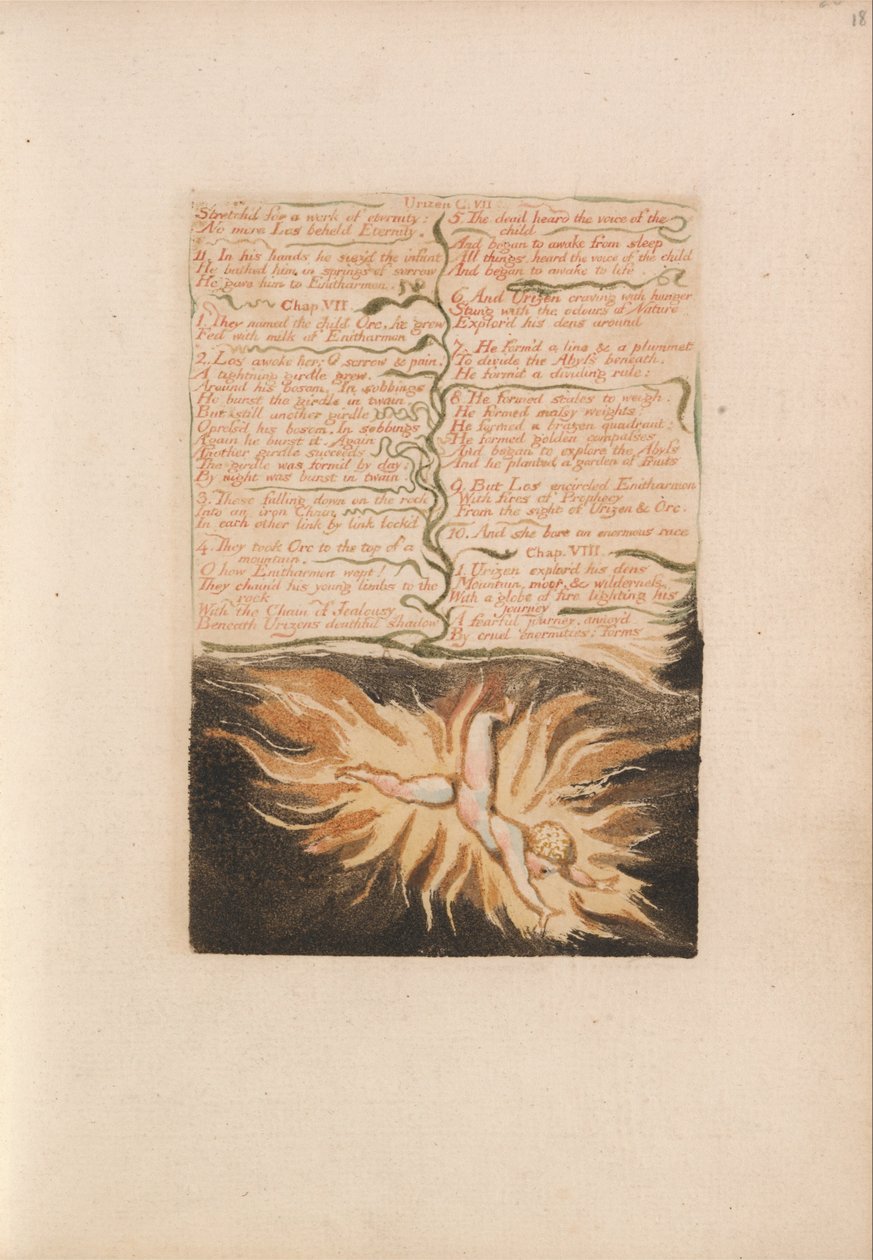 Pierwsza Księga Urizena, Tablica 22, Rozciągnięta na Dzieło Wieczności.... (Bentley 20) autorstwa William Blake