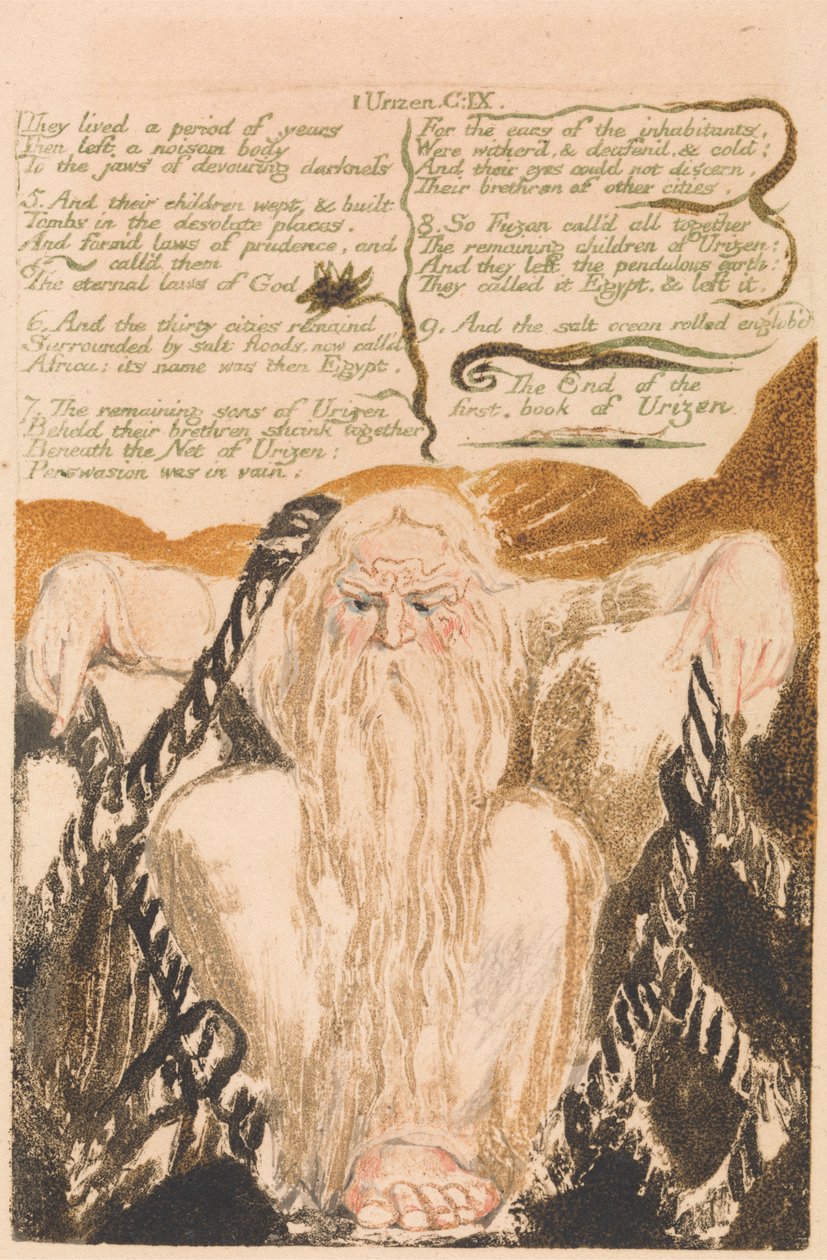 Pierwsza Księga Urizena, tablica 25, „Przeżyli okres lat…” (Bentleya 28) autorstwa William Blake