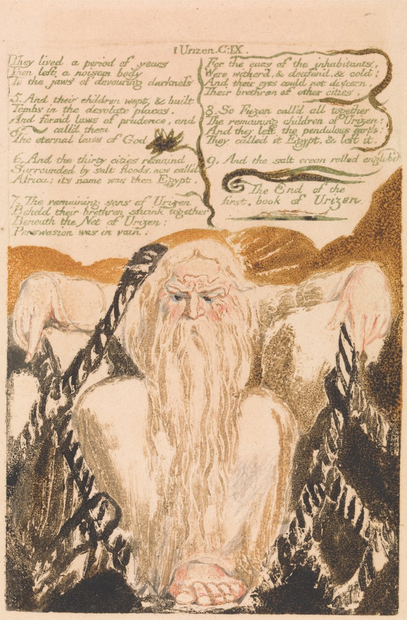 Pierwsza Księga Urizena, Tablica 25, Żyli oni przez okres lat ... . (Bentley 28) autorstwa William Blake