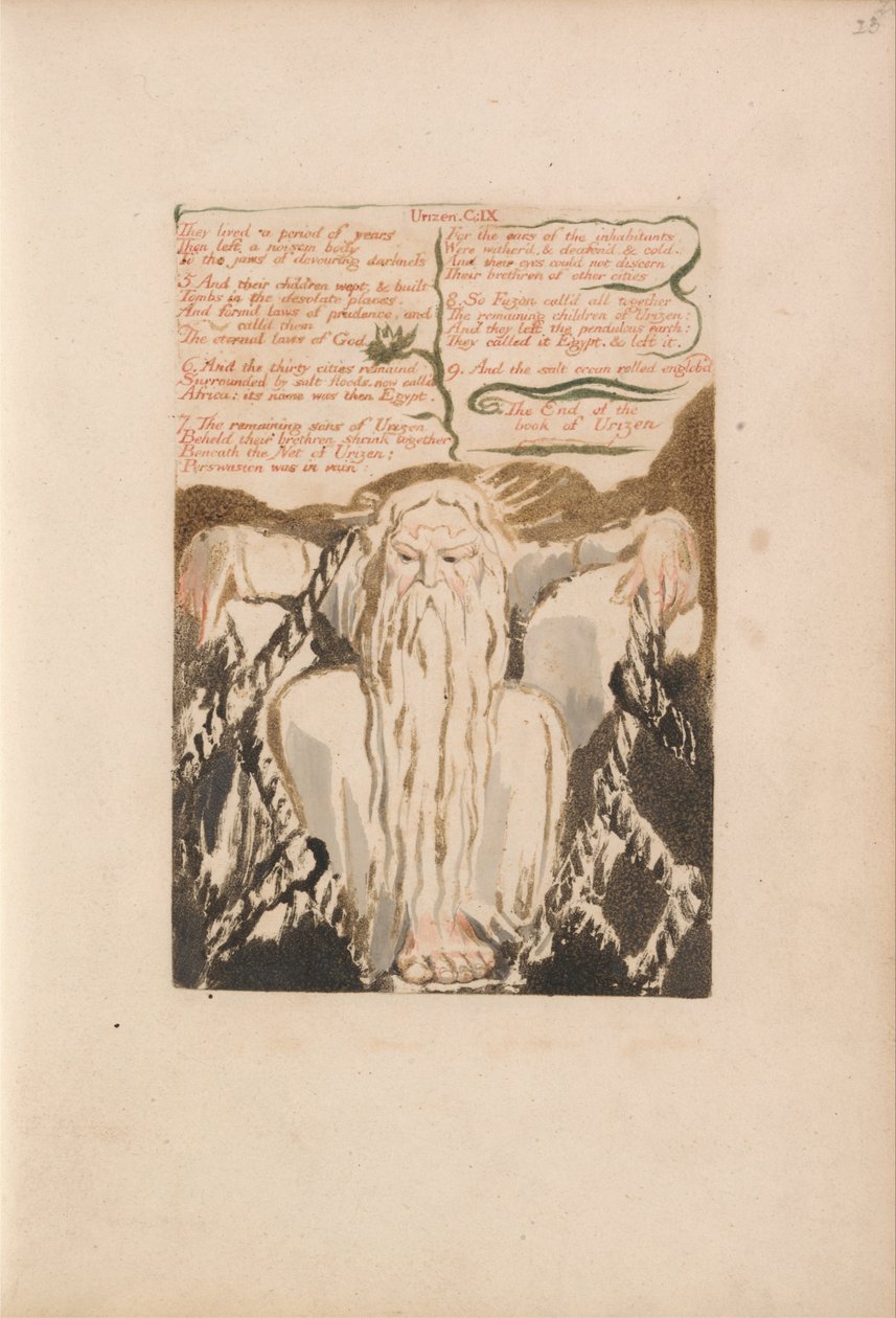 Pierwsza Księga Urizena, Tablica 27, Przeżyli okres lat . . . . (Bentley 28) autorstwa William Blake