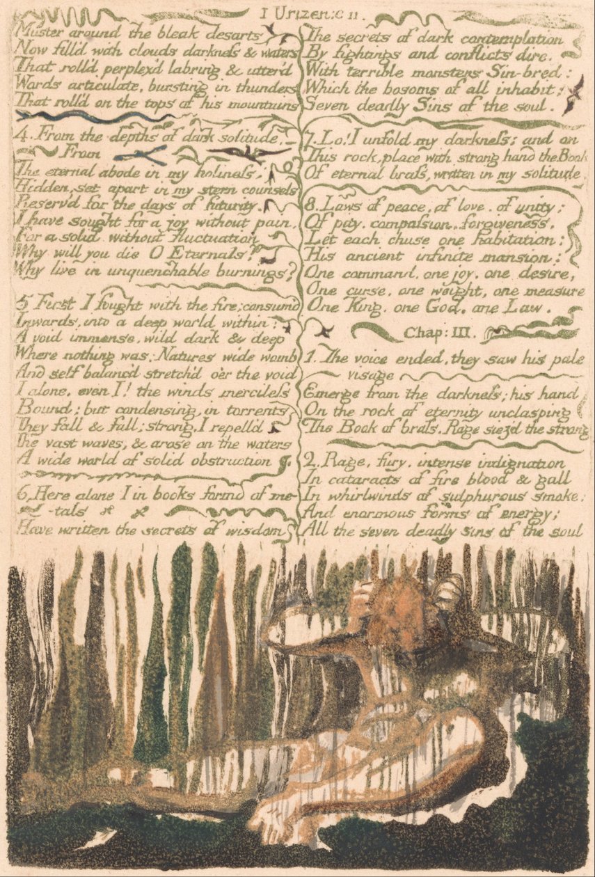 Pierwsza Księga Urizena, płyta 4, Zbiórka wokół ponurych pustyni. . . . (Bentley 4) autorstwa William Blake