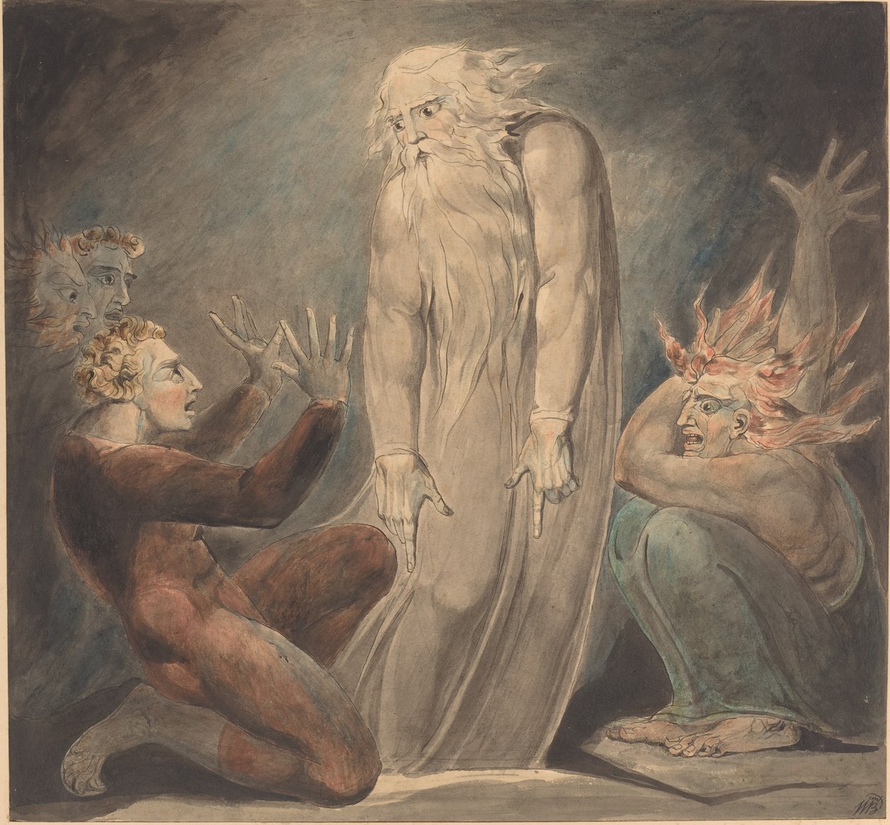 Duch Samuela ukazujący się Saulowi autorstwa William Blake