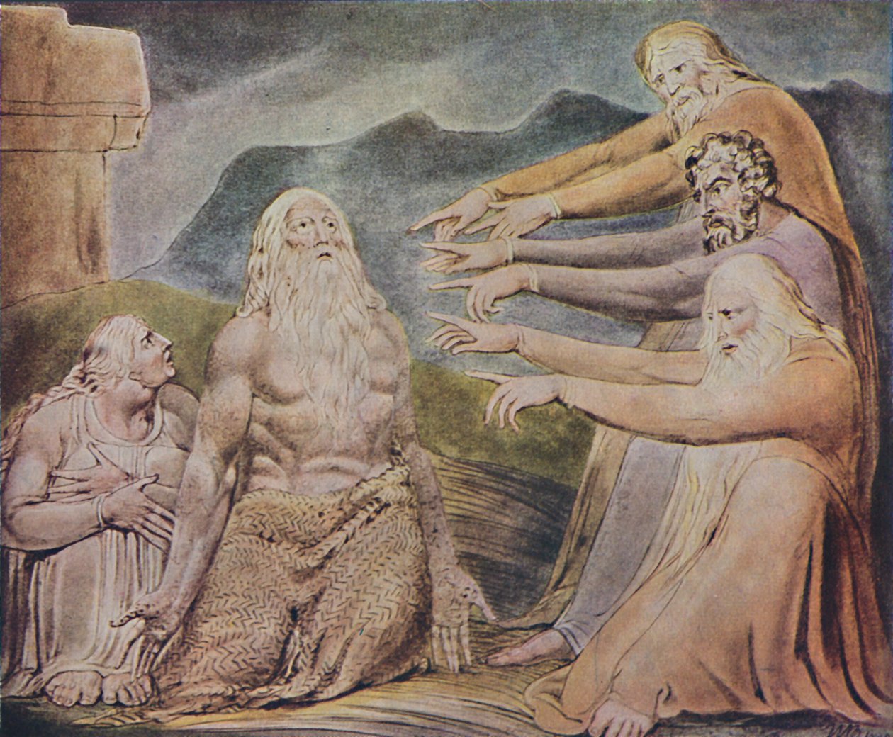 Sprawiedliwy człowiek wyśmiewany z pogardy, ok. 1825, 1947 r. autorstwa William Blake