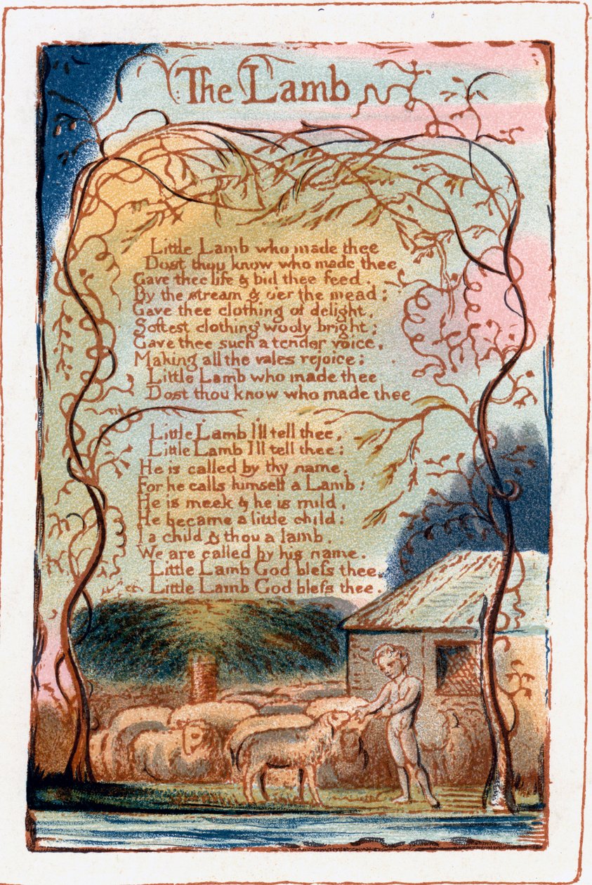 Baranek, ilustracja z Pieśni o niewinności i doświadczeniu. c1770-1820 autorstwa William Blake