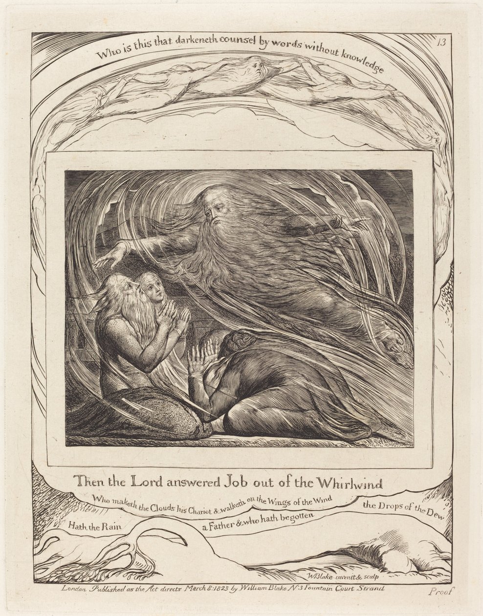 Pan odpowiada Hiobowi z trąby powietrznej autorstwa William Blake