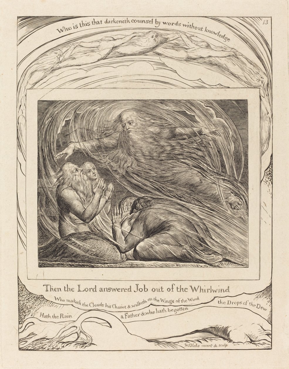 Pan odpowiada Hiobowi z trąby powietrznej autorstwa William Blake