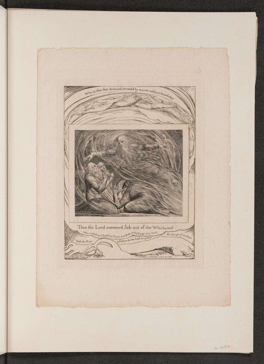 Pan odpowiada Jobowi z trąby powietrznej, 1825. autorstwa William Blake