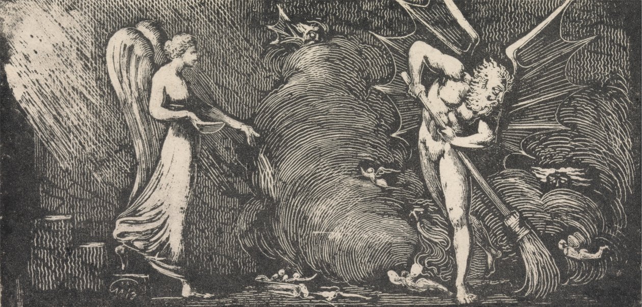 Mężczyzna zamiatający salon tłumacza autorstwa William Blake