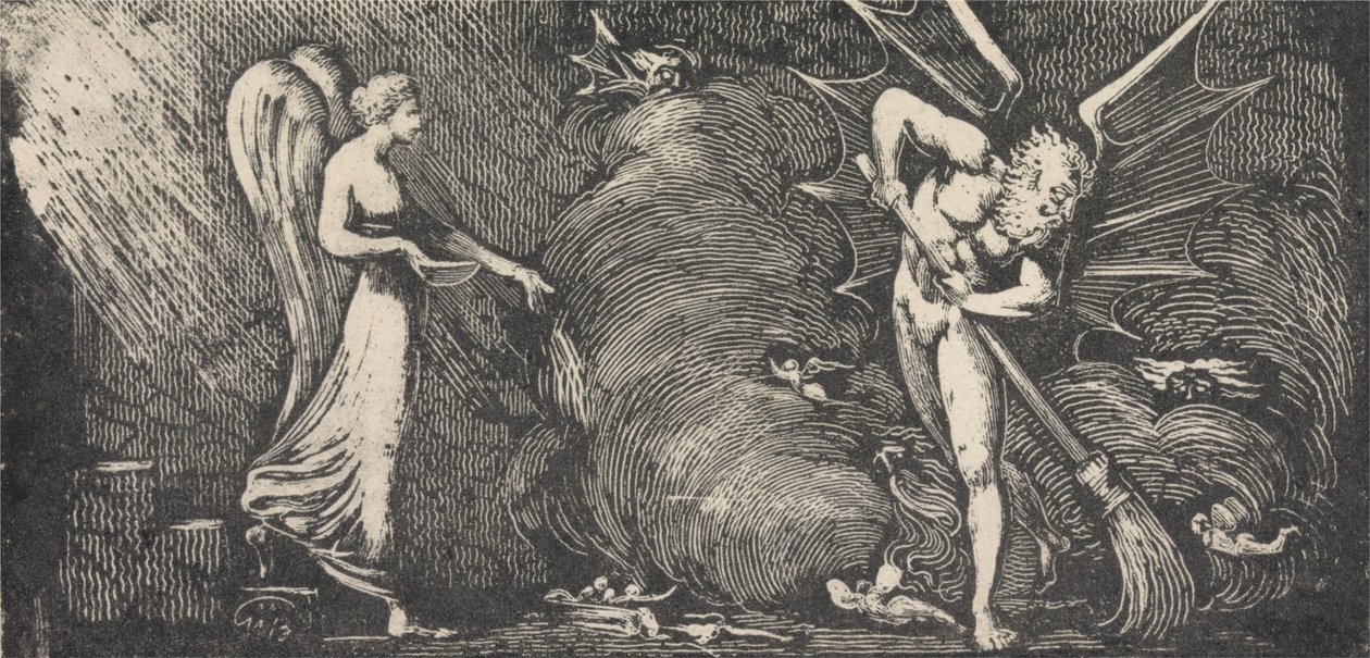 Mężczyzna zamiatający salon tłumacza autorstwa William Blake