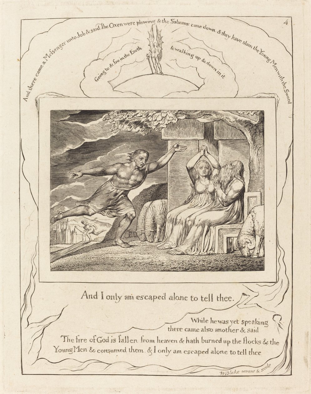 Posłańcy opowiadają Hiobowi o jego nieszczęściach autorstwa William Blake