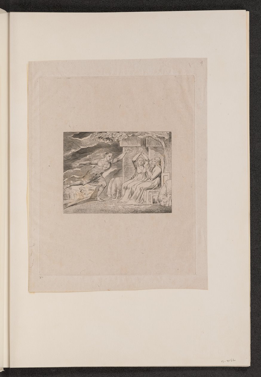 Posłańcy mówią Hiobowi o jego nieszczęściach, 1825. autorstwa William Blake
