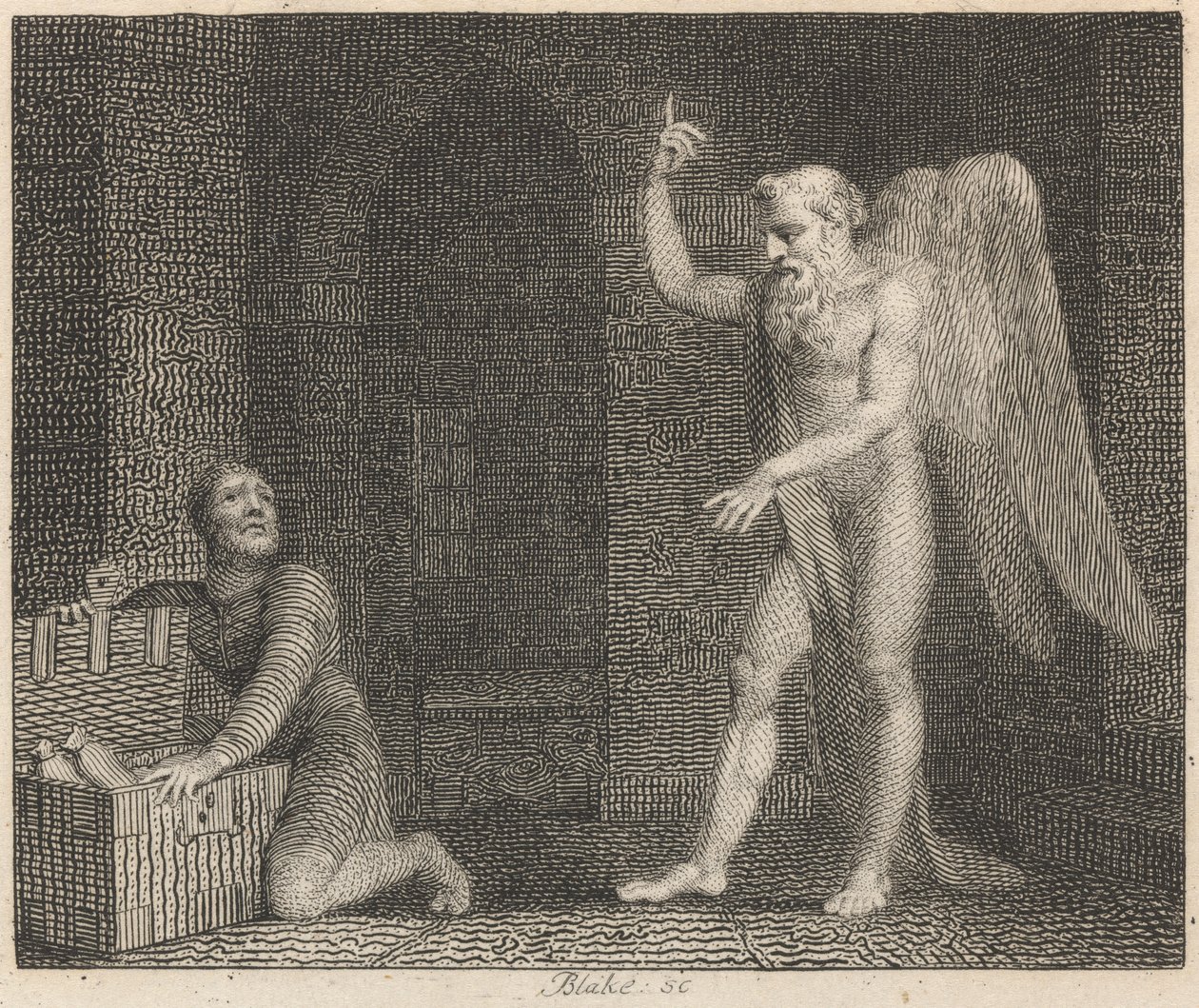 Skąpiec i Plutus autorstwa William Blake