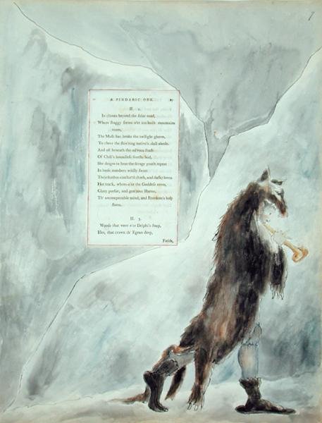 The Progress of Poesy, A Pindaric Ode, z „Poematów Thomasa Graya”, opublikowanych 1797-98 (akwarela i czarny tusz na papierze) autorstwa William Blake