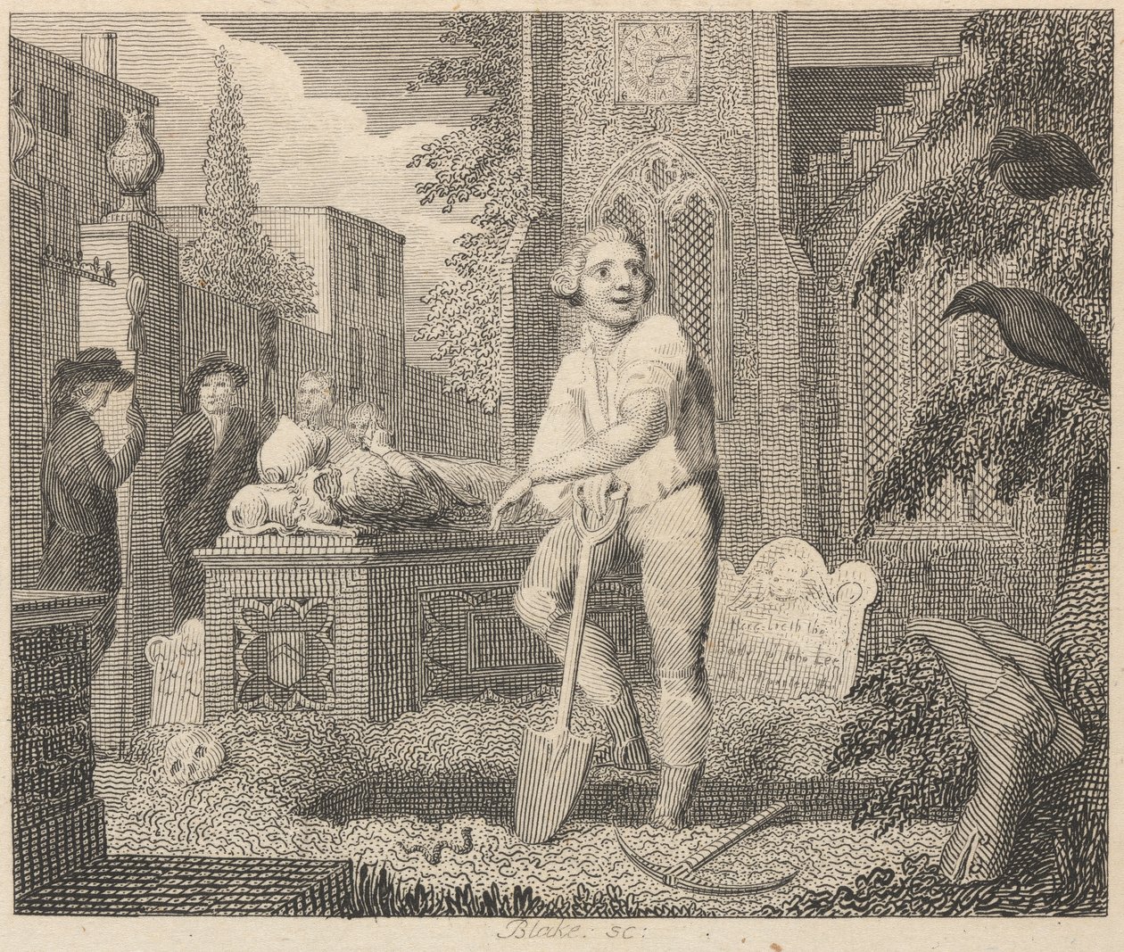 Kruki, kościelny i dżdżownica autorstwa William Blake
