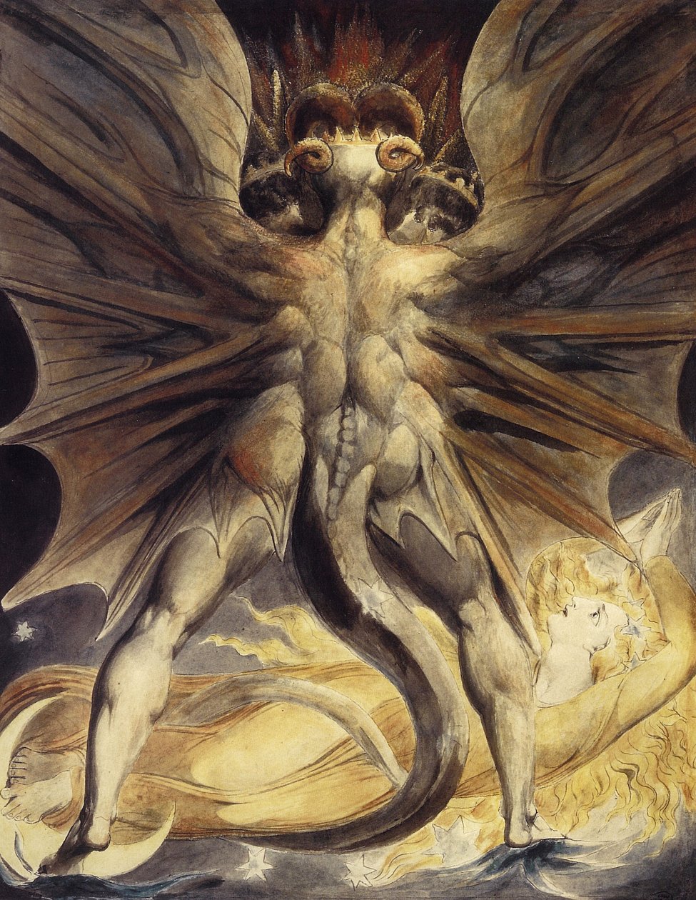 Czerwony smok i niewiasta obleczona w słońce, ok. 1802-1805 autorstwa William Blake