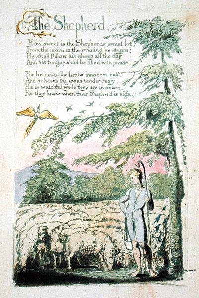 Pasterz, płyta 4 recto z „Pieśni niewinności” autorstwa William Blake