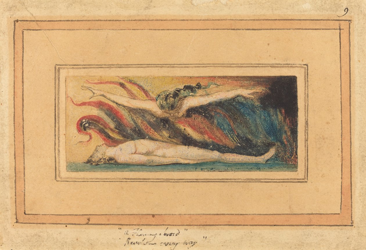 Dusza unosząca się nad ciałem [z „Małżeństwa nieba i piekła”, płyta 14] autorstwa William Blake