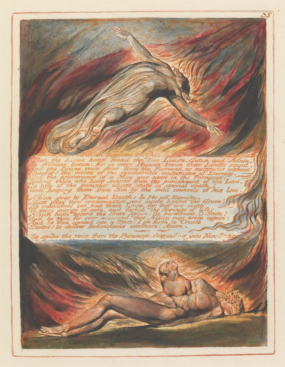 "Dann fand die göttliche Hand die zwei Grenzen..." (Tafel 35) autorstwa William Blake