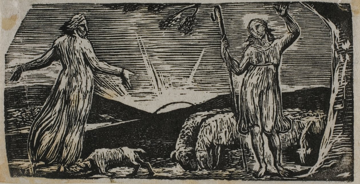 Thenot protestuje z Colinet, z Pastorals of Virgil autorstwa William Blake