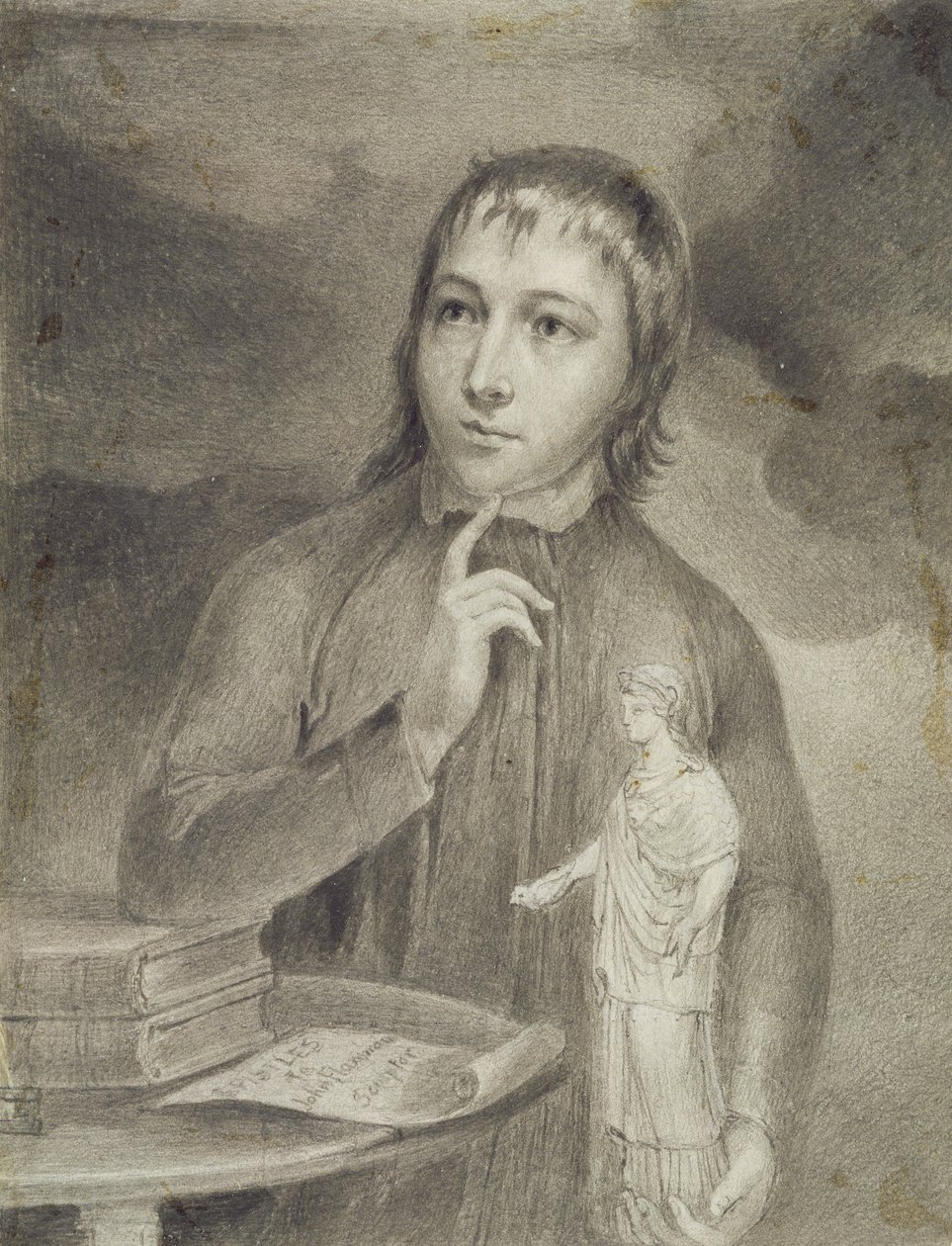 Thomas Alphonso Hayley, Rysunek w połowie długości, ok. 1800 (grafit z szarym b/c na papierze) autorstwa William Blake