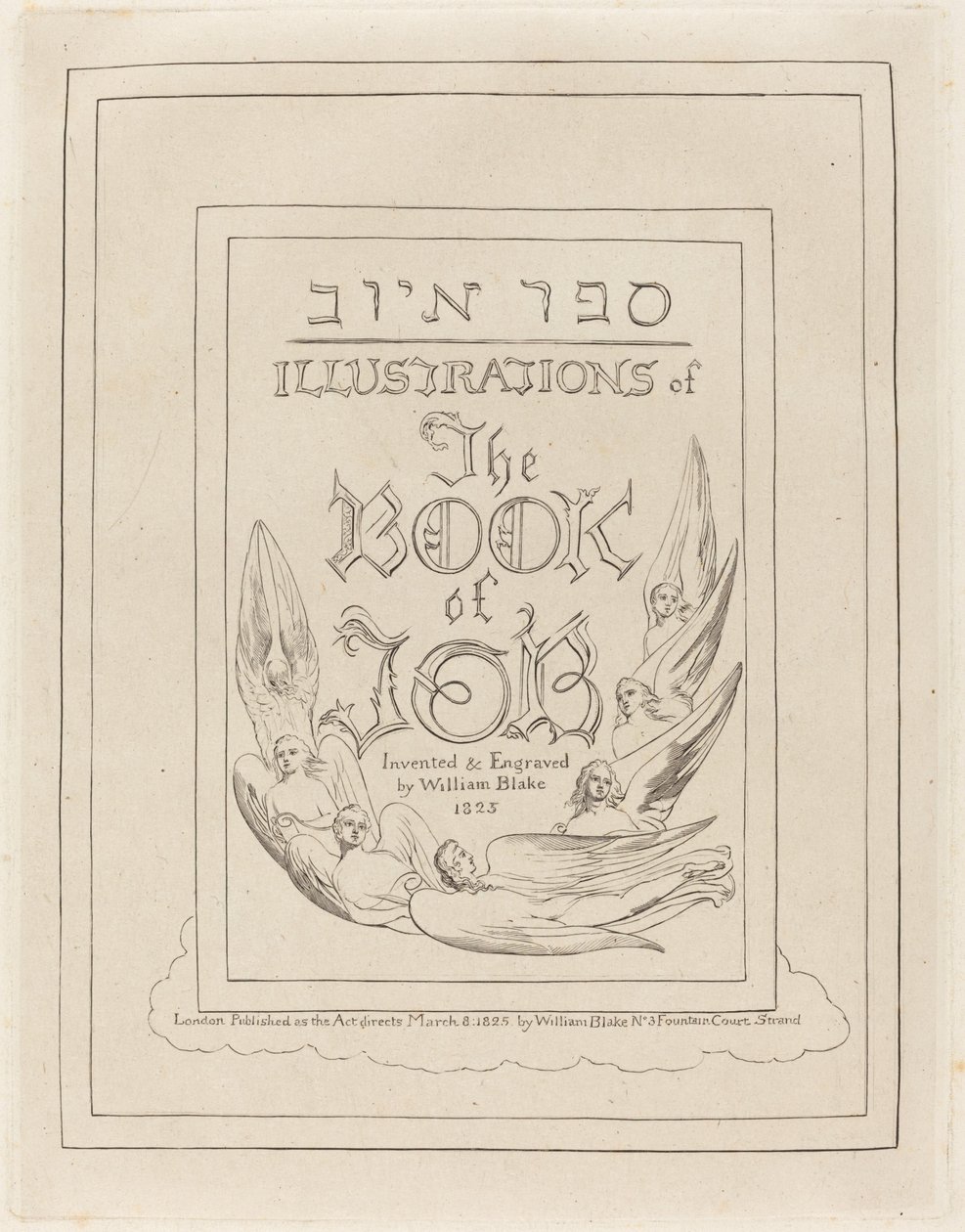 Strona tytułowa ilustracji rytych do Księgi Hioba autorstwa William Blake