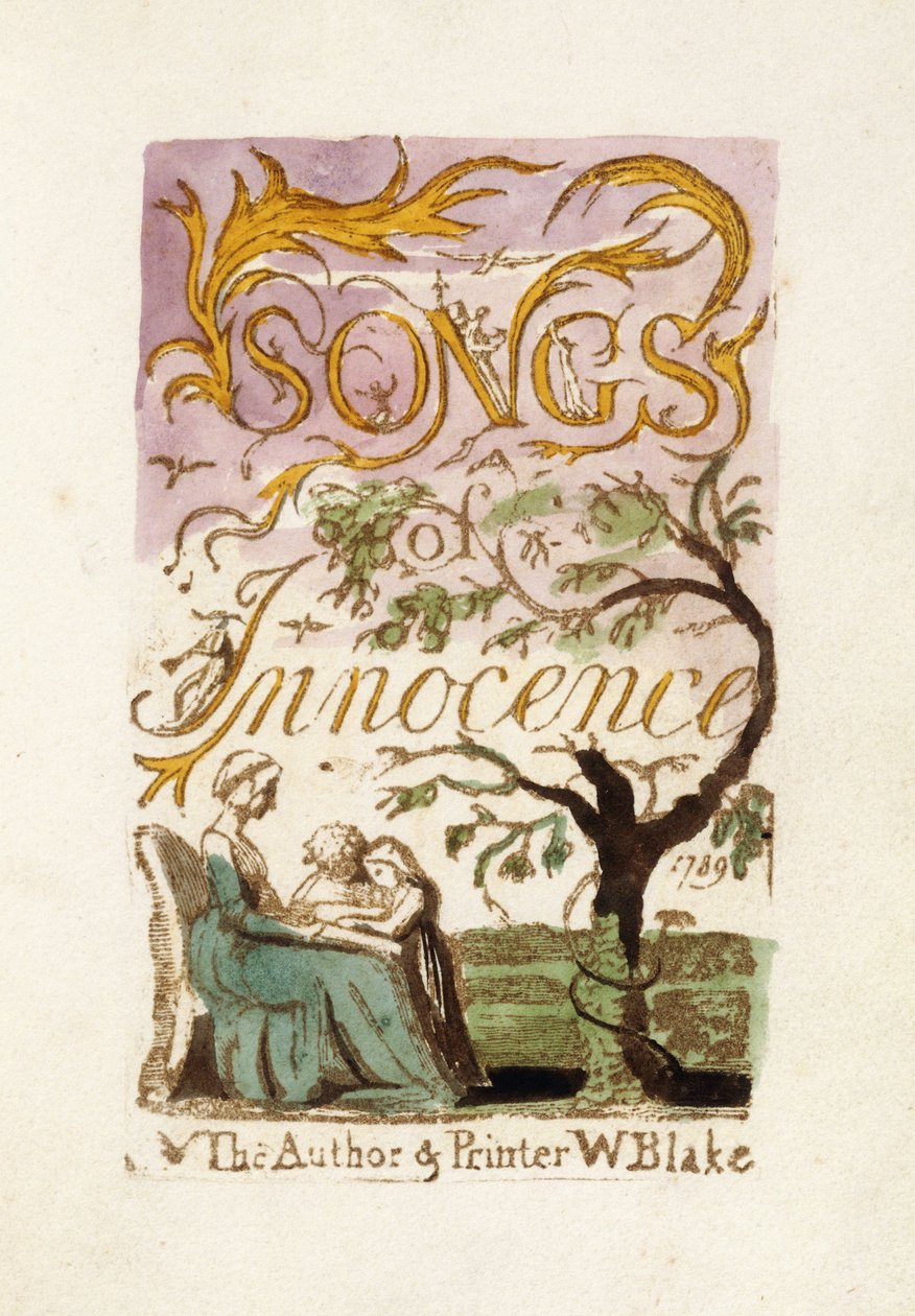 Strona tytułowa, z „Pieśni niewinności”, 1789 autorstwa William Blake