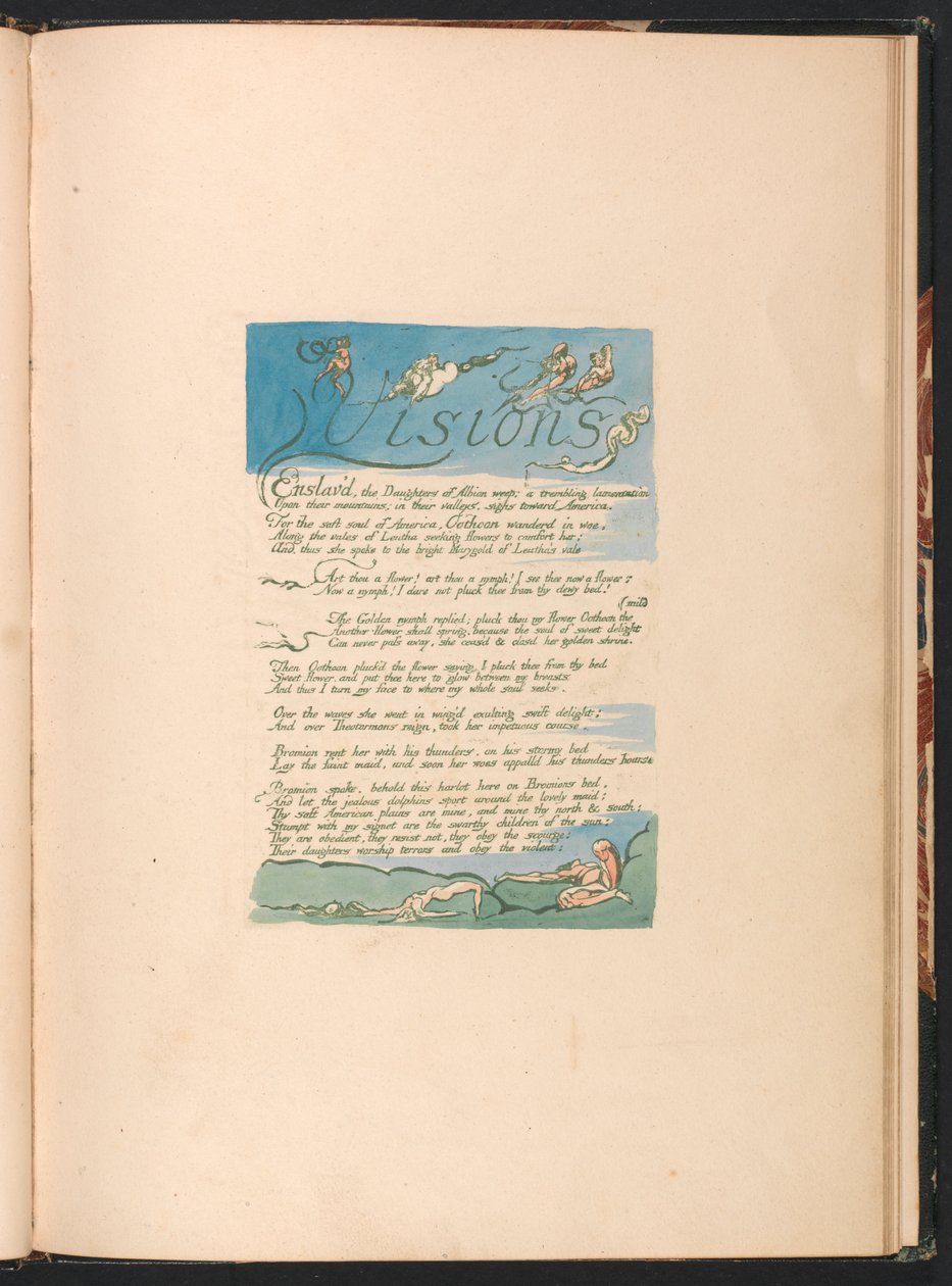 Wizje córek Albionu, tablica 4, „Wizje | Zniewolenie córek…” autorstwa William Blake