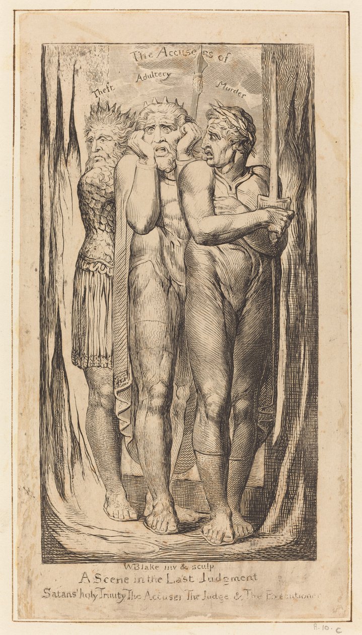 Wojna Oskarżyciele kradzieży, Cudzołóstwo, Morderstwo, c. 18031810. autorstwa William Blake