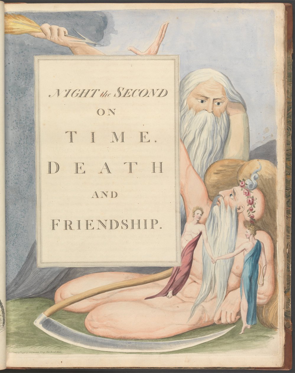 Nocne myśli Younga, Strona 17, Noc druga, Na czas, Śmierć i przyjaźń. autorstwa William Blake