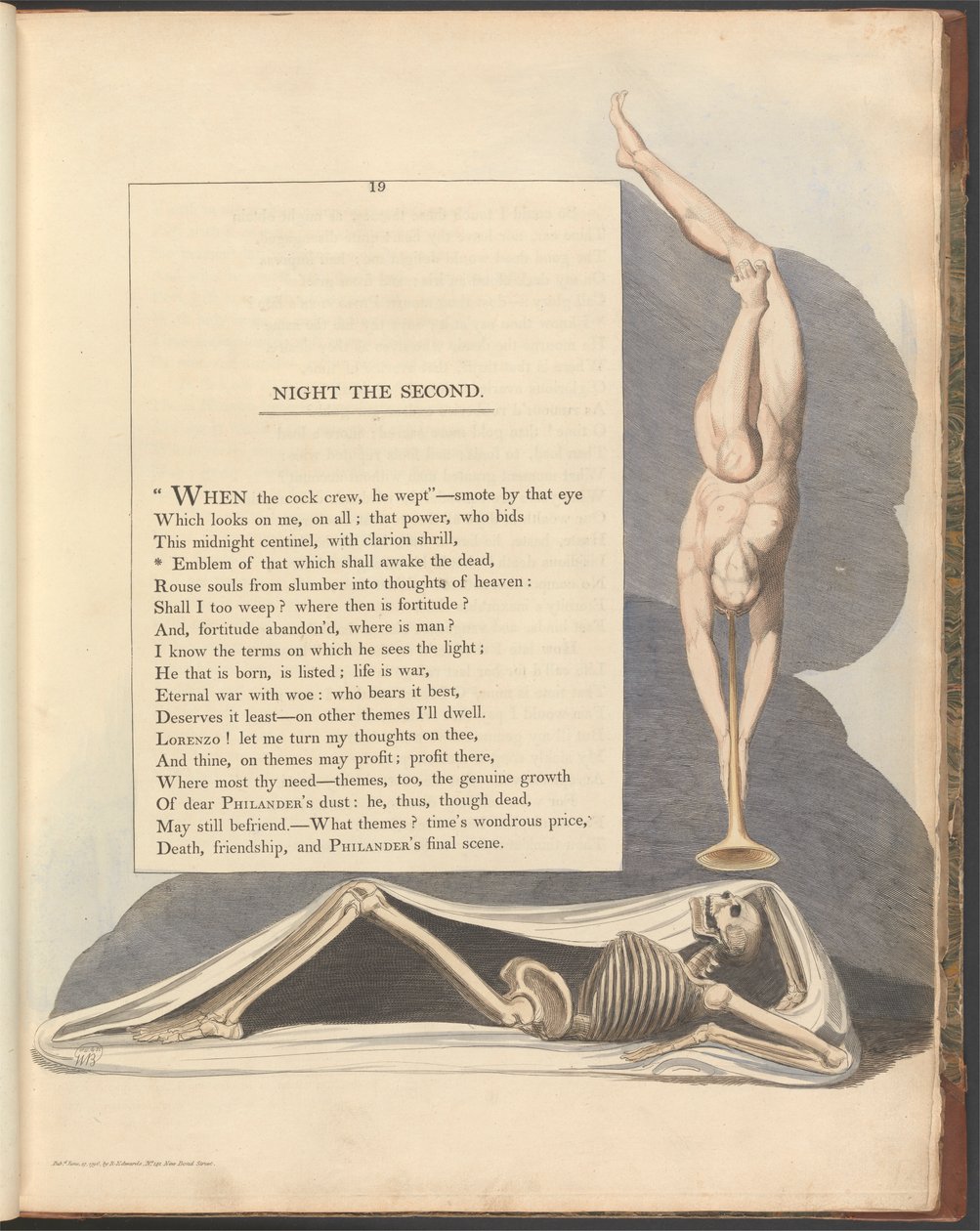 Nocne myśli Younga, strona 19, „Emblemat tego, co zbudzi umarłych” autorstwa William Blake
