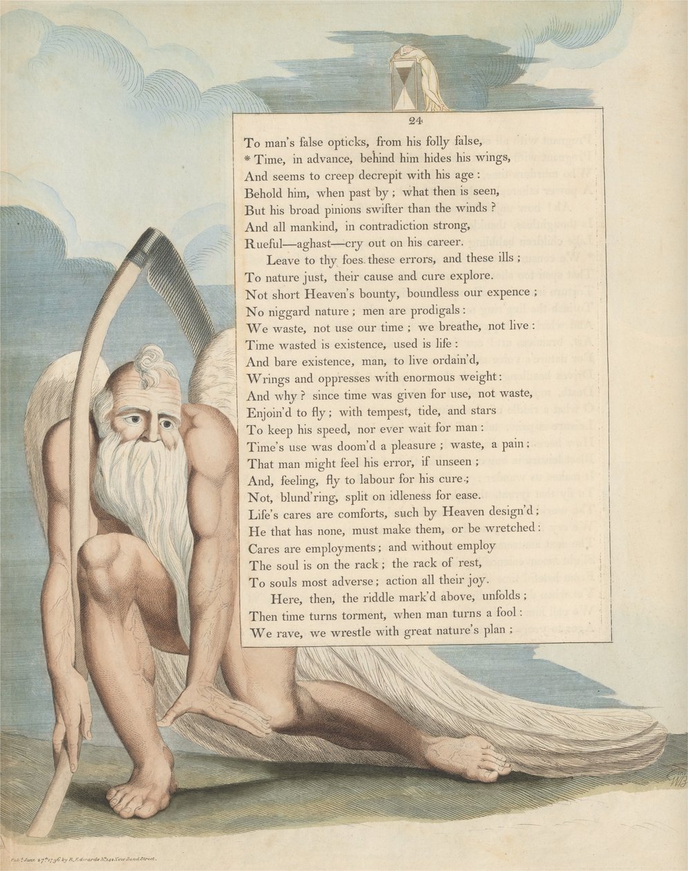 Nocne myśli Younga, strona 24, Czas z góry, za nim chowa skrzydła autorstwa William Blake
