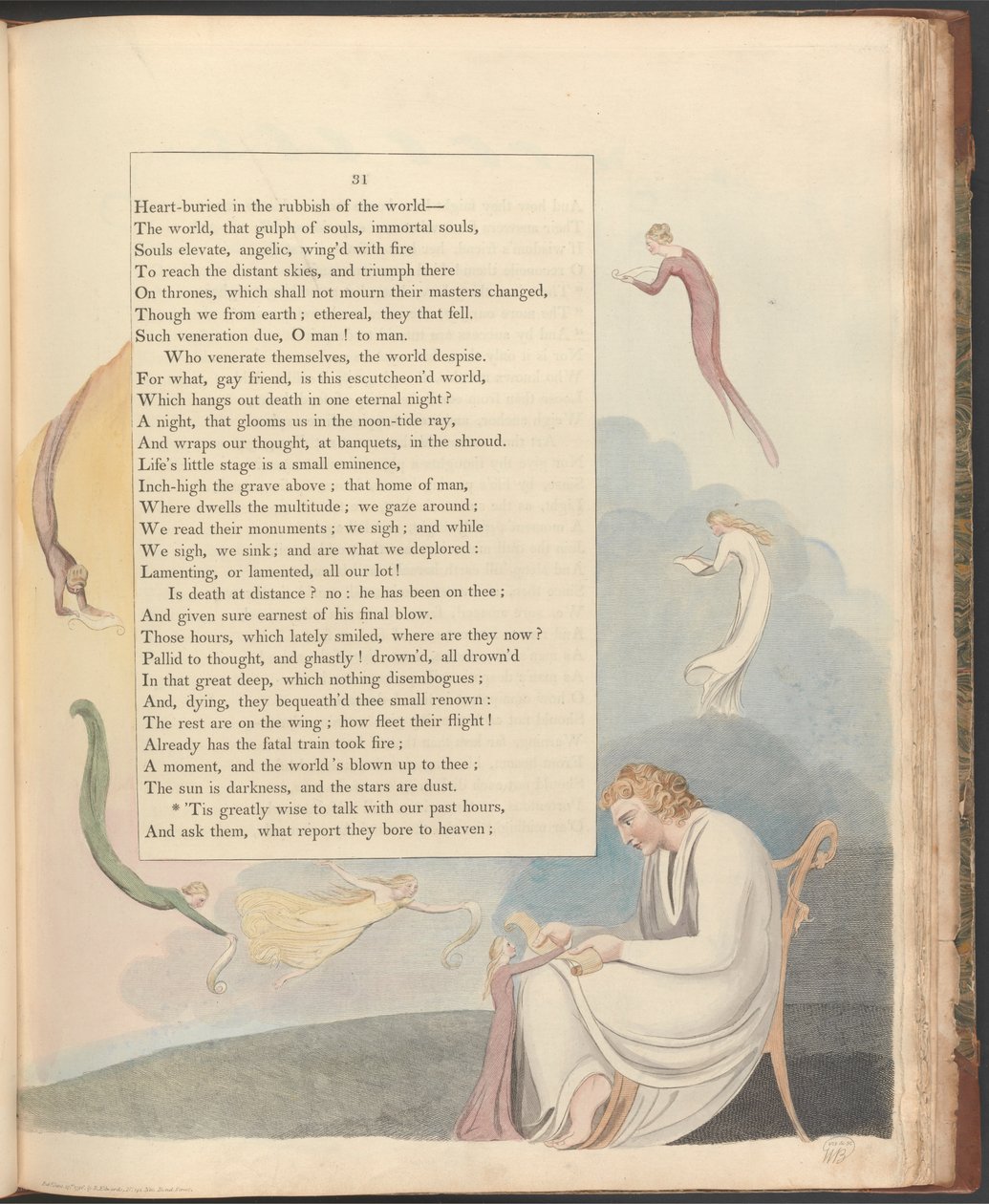 Nocne myśli Younga, strona 31, „Bardzo mądrze jest rozmawiać z naszymi minionymi godzinami” autorstwa William Blake