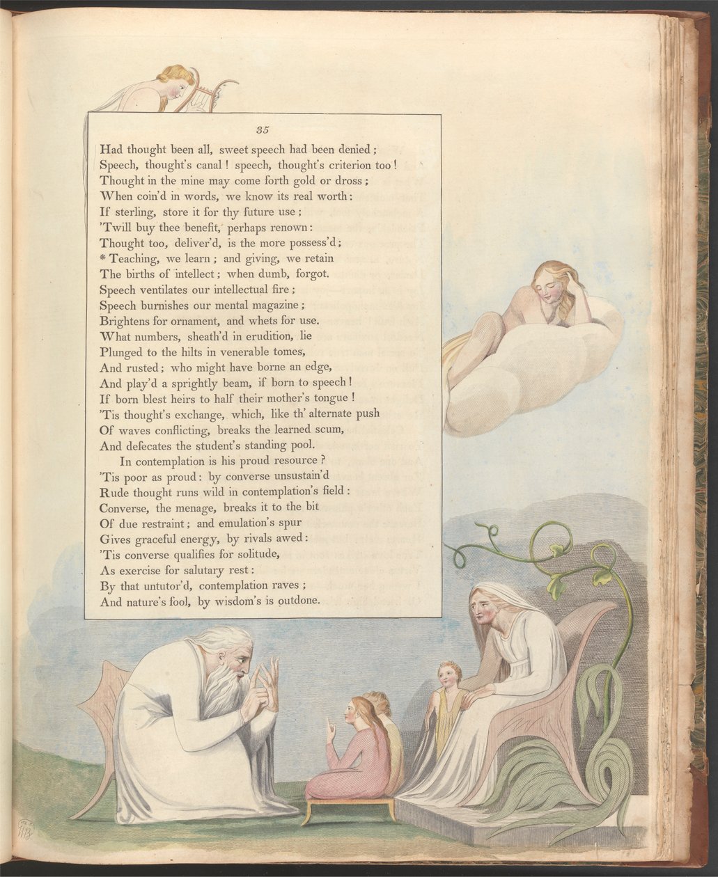 Nocne myśli Younga, strona 35, „Nauczając, uczymy się, a dając, zatrzymujemy” autorstwa William Blake