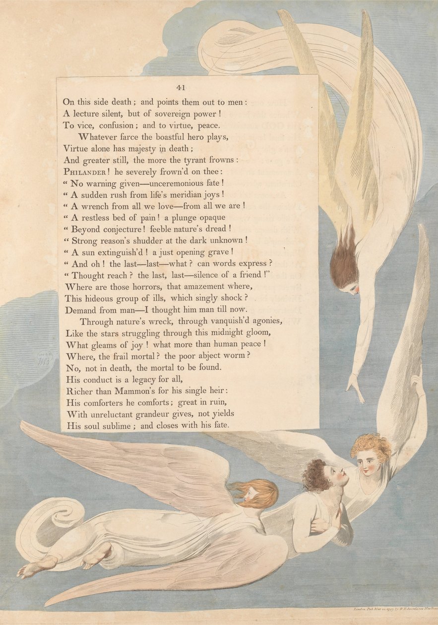 Nocne myśli Younga, strona 41, Jeden promienny znak; łoże śmierci sprawiedliwych autorstwa William Blake
