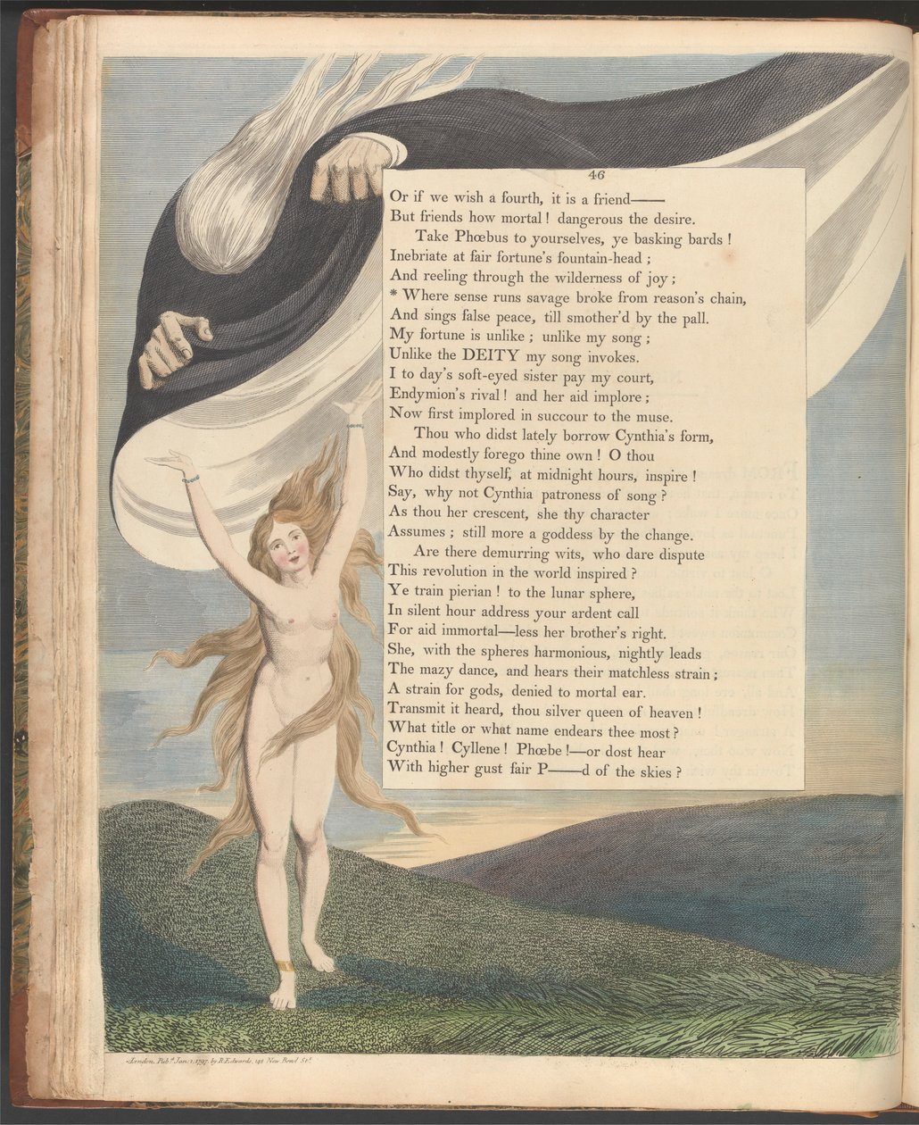 Nocne myśli Younga, strona 46, „Gdzie rozsądek biegnie dziko, zerwał z łańcucha rozumu” autorstwa William Blake