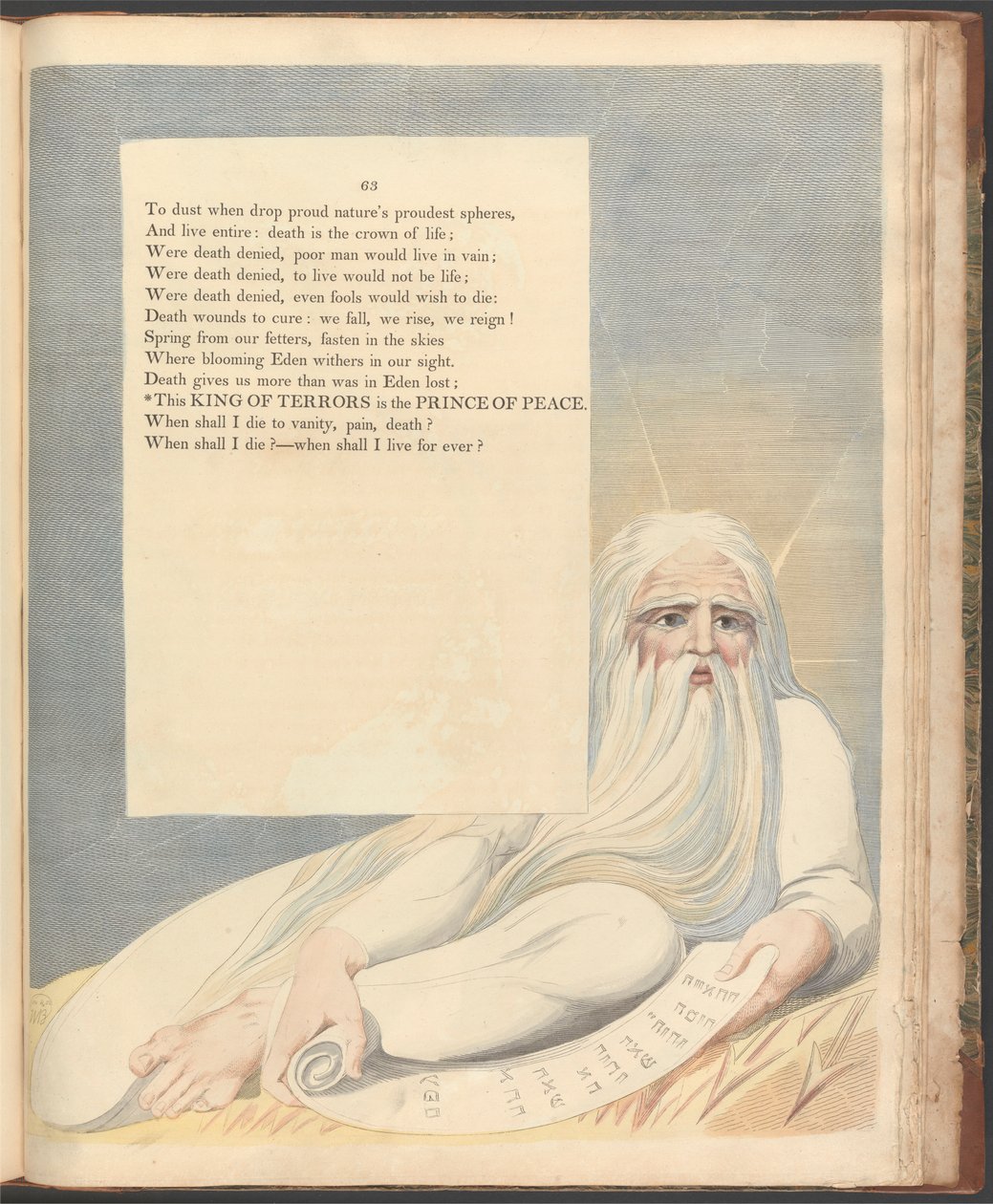 Pensamentos Noturnos de Young, Página 63, "Este Rei dos Terrores é o Príncipe da Paz" polonês autorstwa William Blake