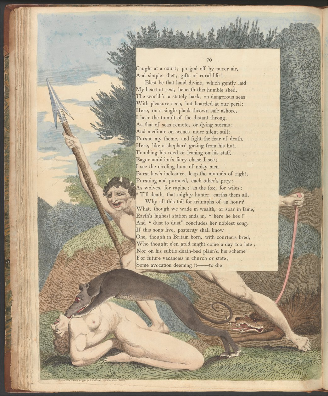 Nocne myśli Younga, strona 70, „Do śmierci, ten potężny łowca, uziemia ich wszystkich” autorstwa William Blake