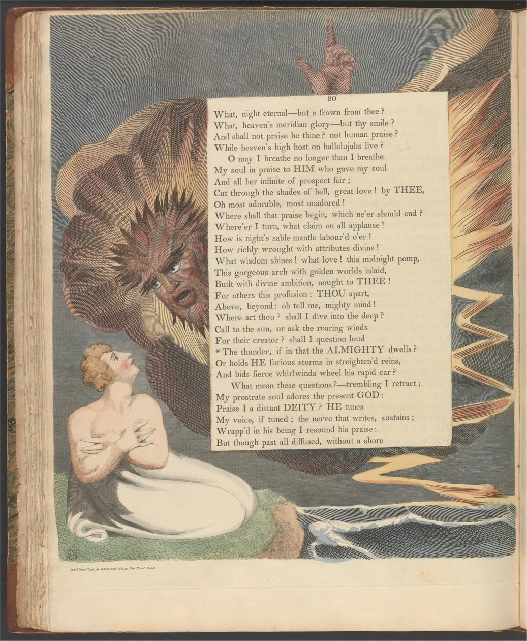 Nocne myśli Younga, strona 80, „Grzmot, jeśli mieszka w nim Wszechmocny” autorstwa William Blake