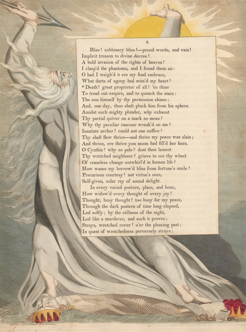 Nocne myśli Younga, strona 8, Śmierć! Wielki właściciel wszystkich! autorstwa William Blake