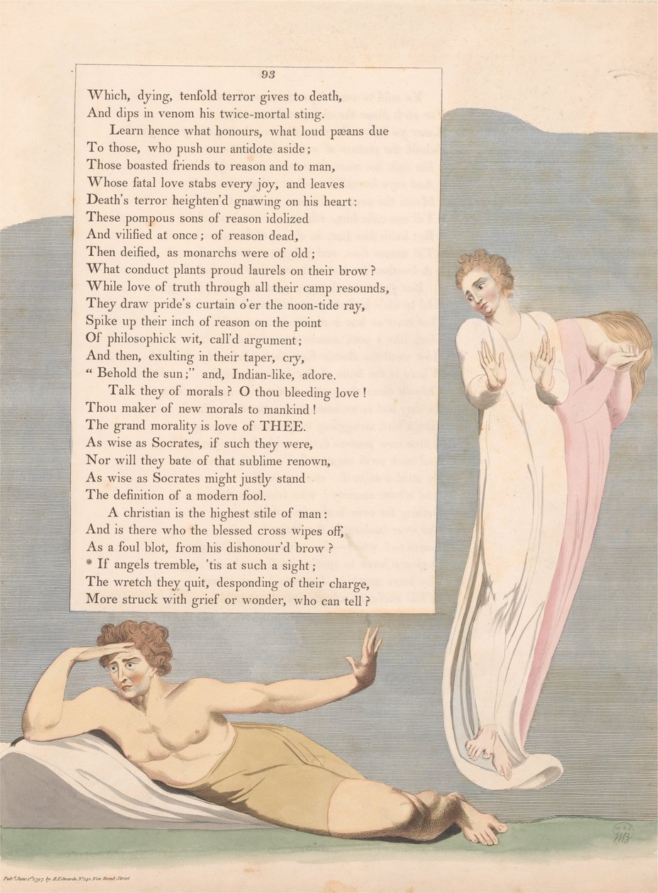 Nocne myśli Younga, strona 93, Jeśli anioły drżą, „To przy takim widoku” autorstwa William Blake