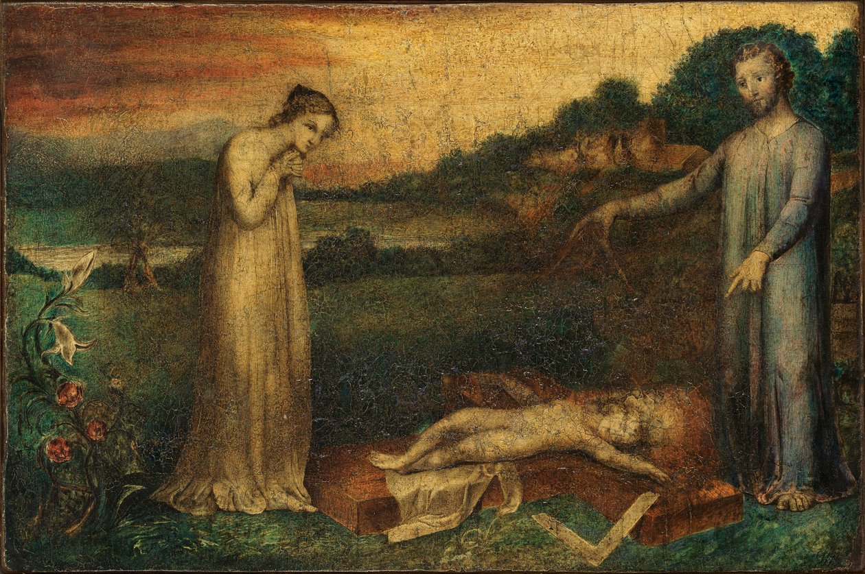 obiekt 14 (Butlin 410) – Dzieciątko Jezus śpi na krzyżu od ok. 1799 do ok. 1800 autorstwa William Blake