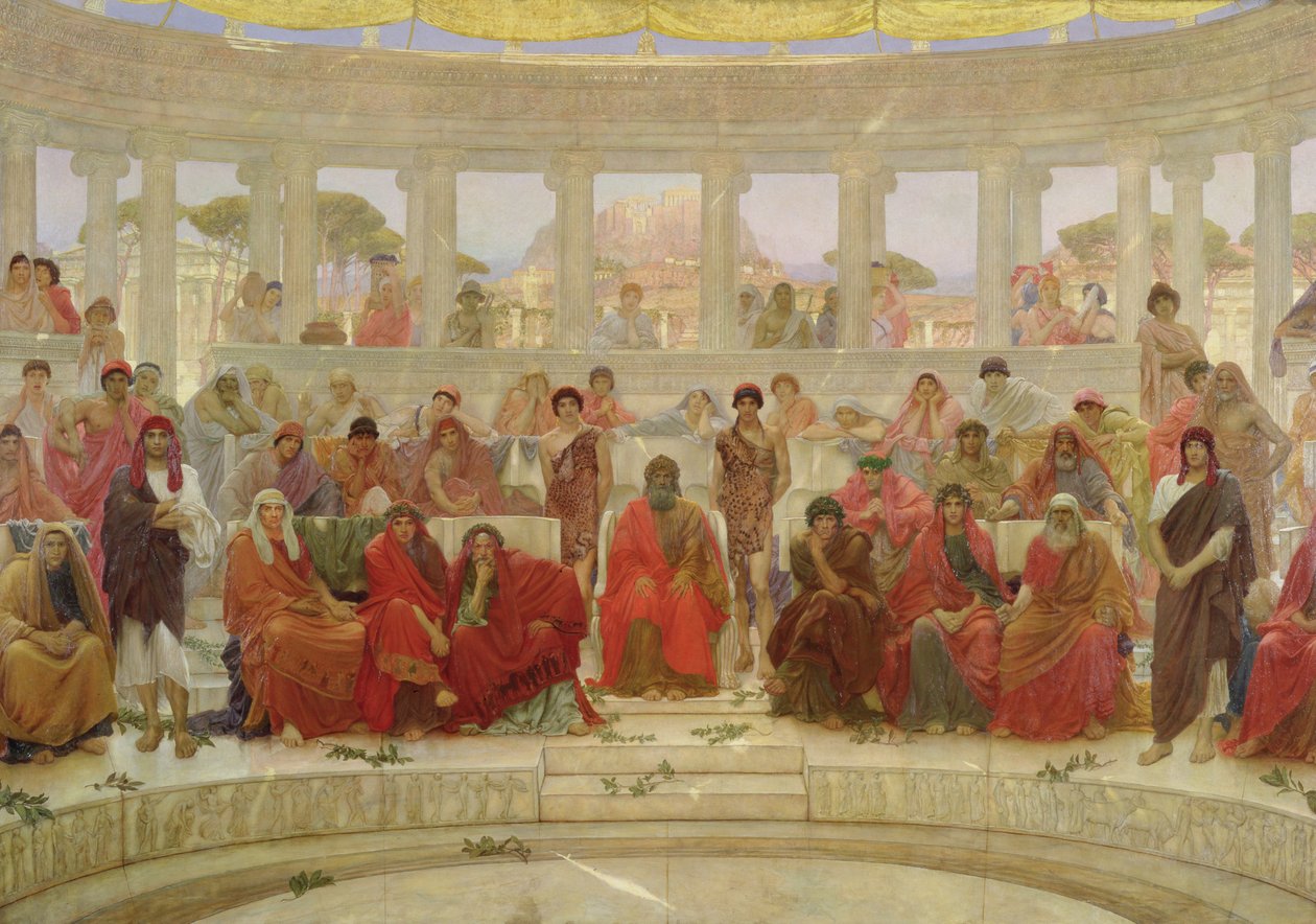 Audiencja w Atenach podczas Agamemnona autorstwa Ajschylosa, 1884 autorstwa William Blake Richmond
