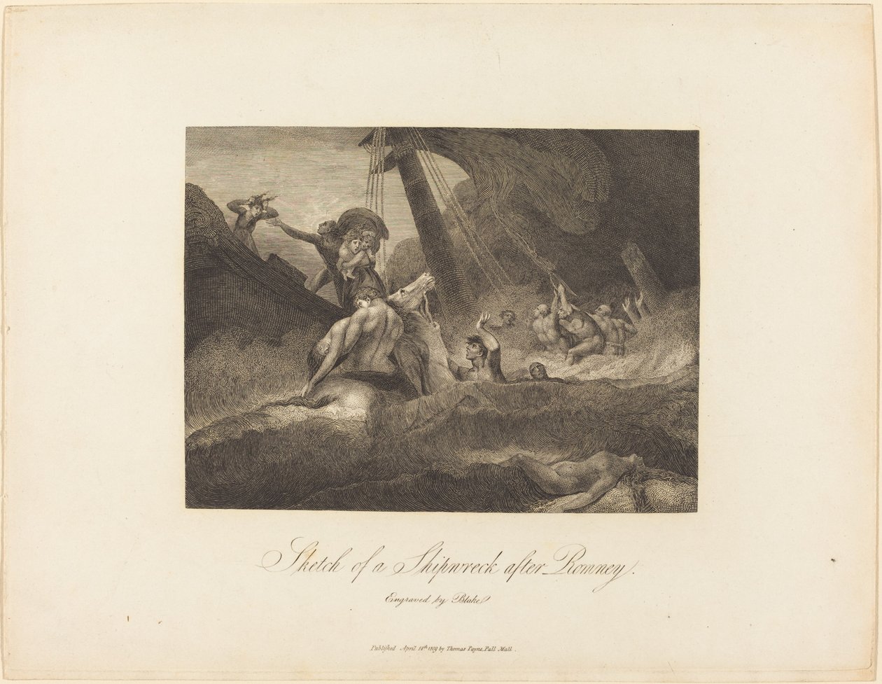 Szkic wraku statku autorstwa William Blake after George Romney