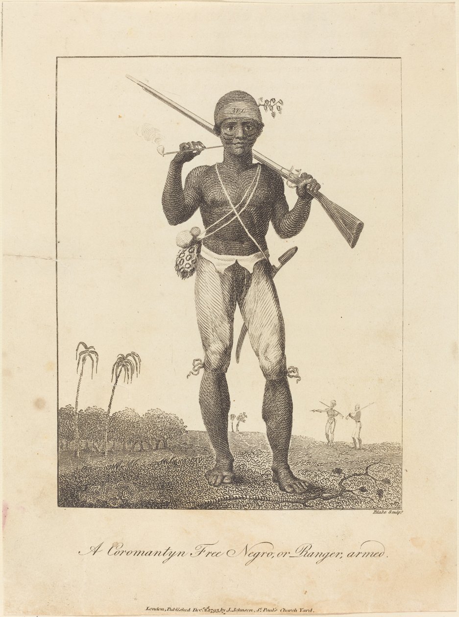 Uzbrojony Uwolniony Murzyn z Koromantyna, czyli Ranger autorstwa William Blake after John Gabriel Stedman