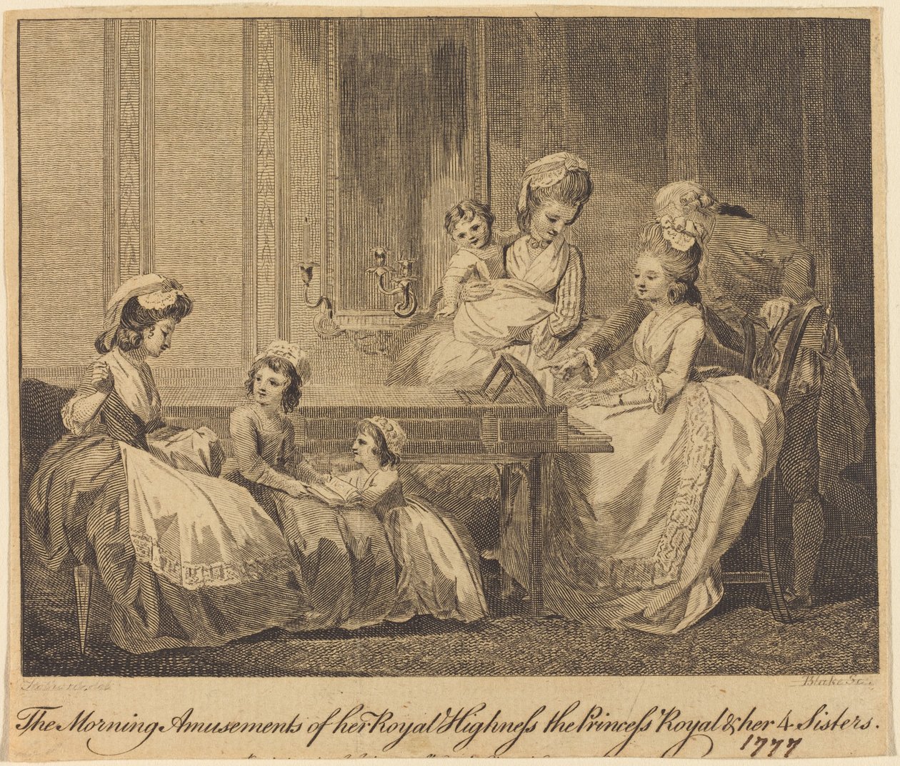 Poranne zabawy Jej Królewskiej Wysokości autorstwa William Blake after Thomas Stothard
