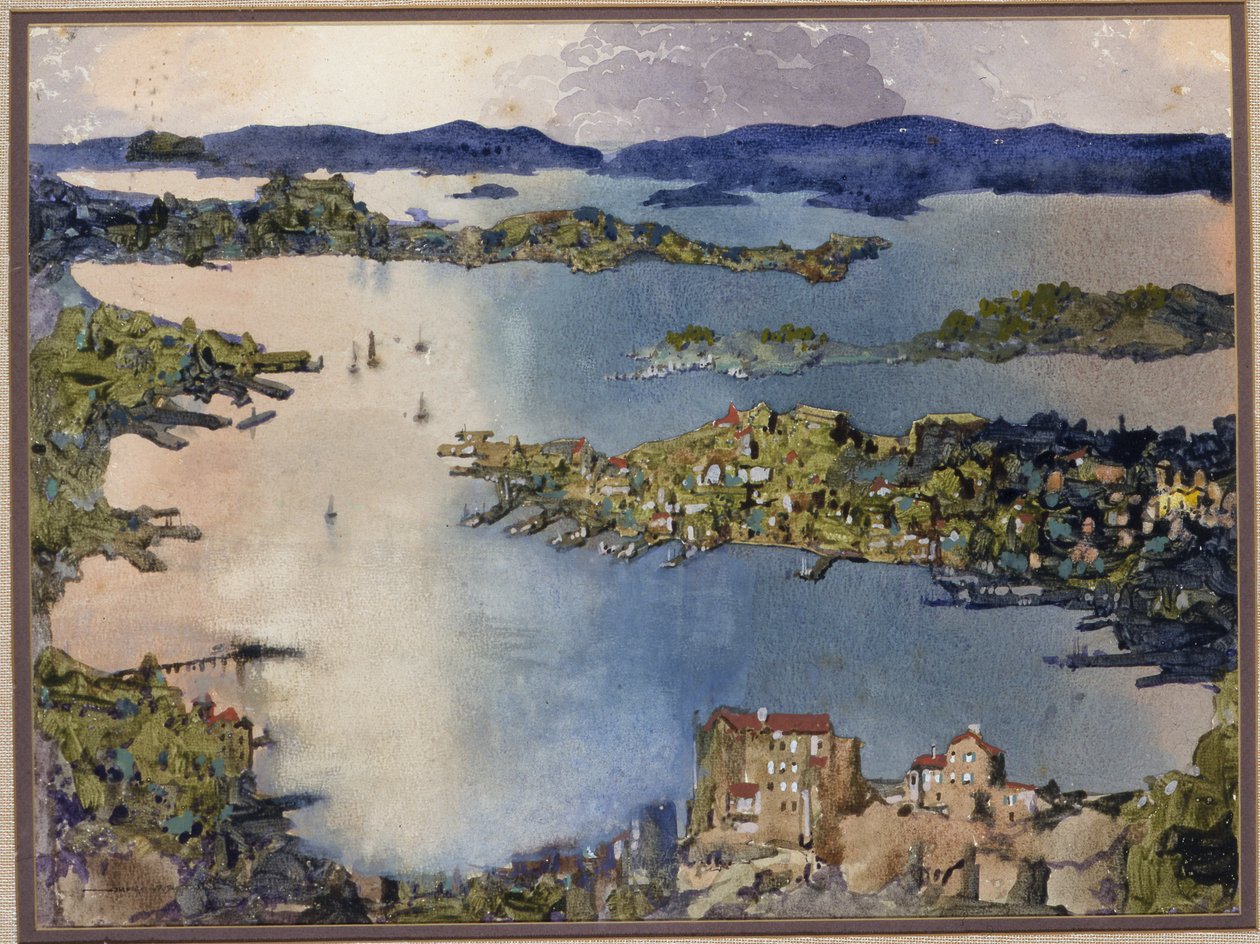 Morze śródlądowe (Sydney Harbour), ok. 1895 (w/c na papierze) autorstwa William Blamire Young